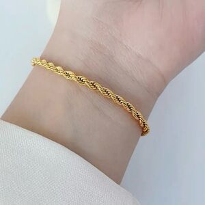18K Gold Plated Stainless Steel Twisted Chain Bracelet